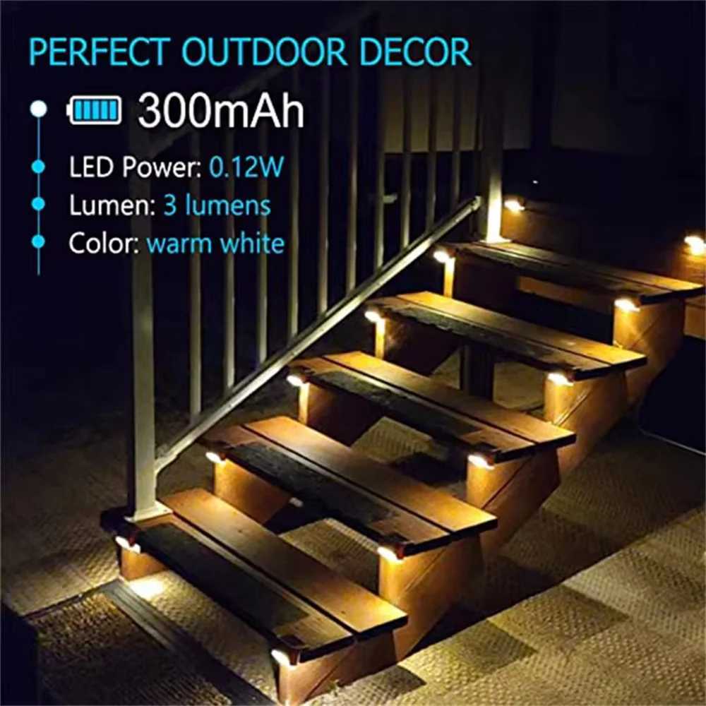 8pcs LED Solar Step Lamp Outdoor Garden Lights Solar Stair Light Waterproof Fence Lamp Decoration for Patio Path Deck Stair W250607