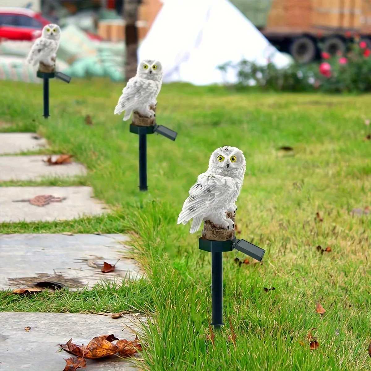 1pc Resin Owl Lamp Solar Light Sensor Light Garden Yard Outdoor Decoration Ground Insert Lawn Lamp XJ250606