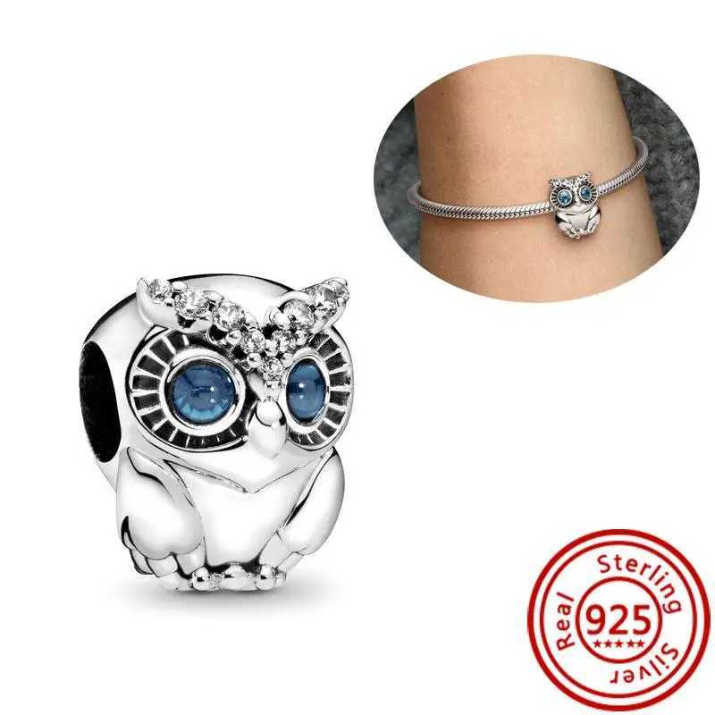 925 Sterling Silver Cartoon Bird Parrot Owl llow Feathers Cute Pendant DIY Beads Fit Original Pantaro Charms Bracelet Jewelry XJ250607