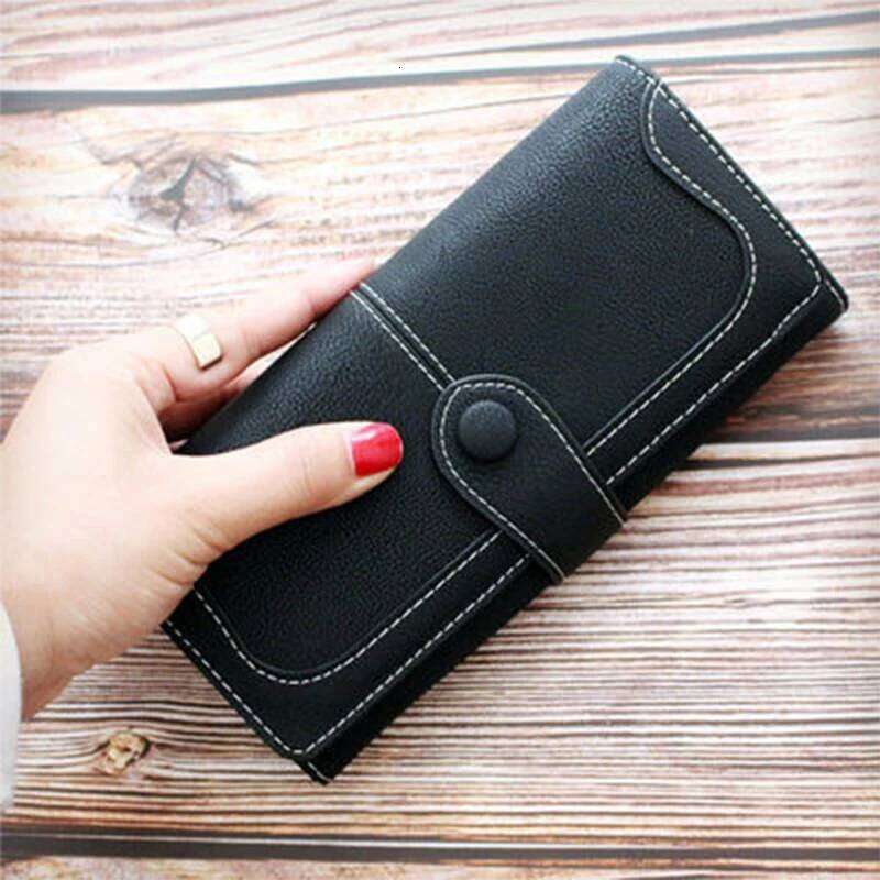 Popular European and American retro frosted PU leather high quality women's handbag multi-card folding buckle Fashion trend long MASA