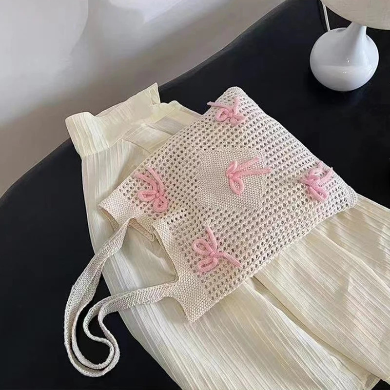 Large Capacity Crochet Beach Tote Bag Women Knitted Shoulder Woven Hobo Hollow Out Handbag for Party Vacation 250605