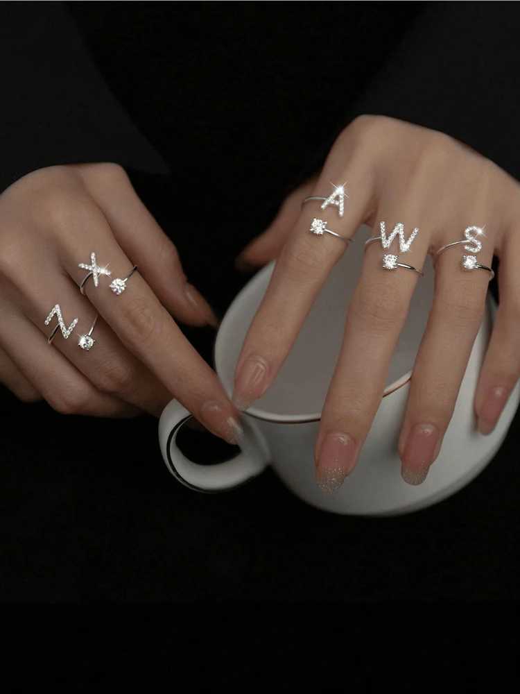 925 Sterling Silver Simplicity Classic Zircon Letter Opening Ring For Women Engagement Wedding Luxury High Quality Fine Jewelry XJ250606