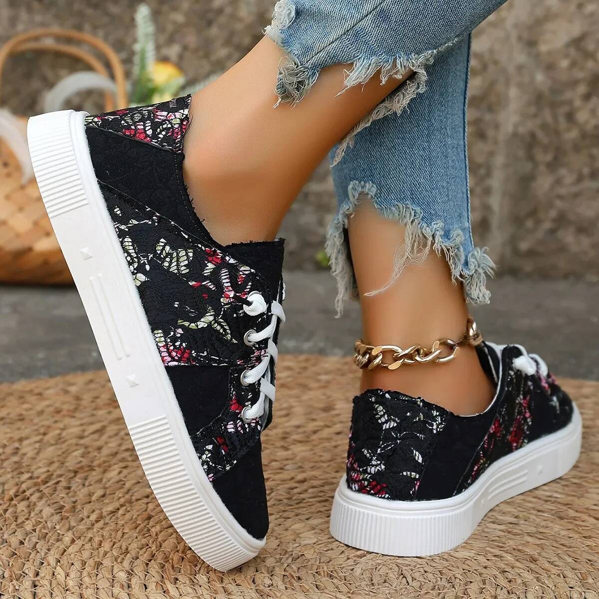 Ddmyoutdoor Ddmyoutdoor Women S Spring New Canvas Breathable Lace Up Round Toe Board Lightweight Casual Flat Sole Single Shoes For Outdoor Outdoor Sho