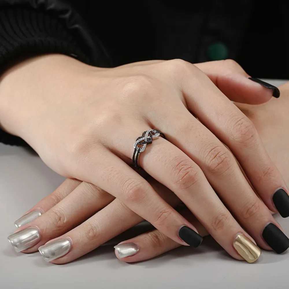Only Love Black Infinity Heart Couple Rings for Women Men Stainless Steel Jewelry for New Listing Gothic Accessories W250606