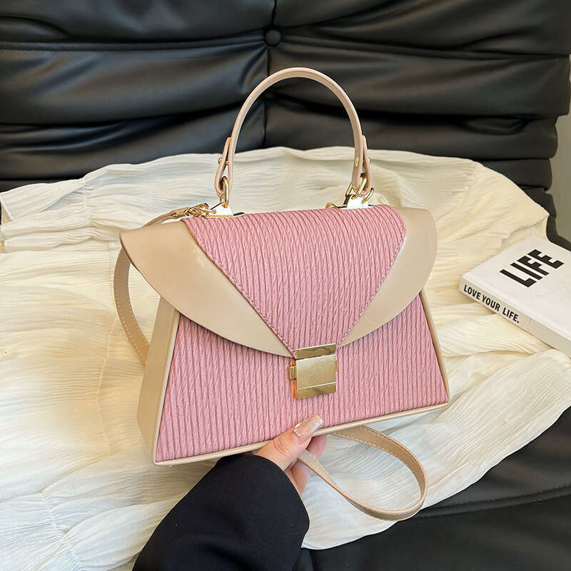 High-End Handbag for Women New Niche Fashion Stylish Shoulder Simple Color-Block Crossbody Bag
