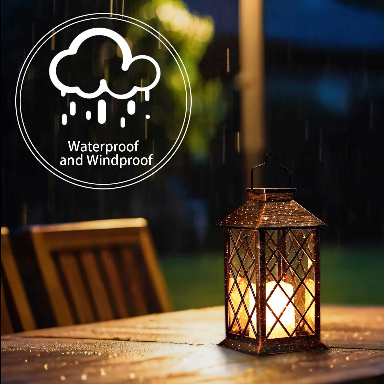 1 Pc Solar Hanging Lamp Flickering Flameless Candle Waterproof LED Light For Garden Table Patio Lawn Outdoor Party Decorative XJ250606