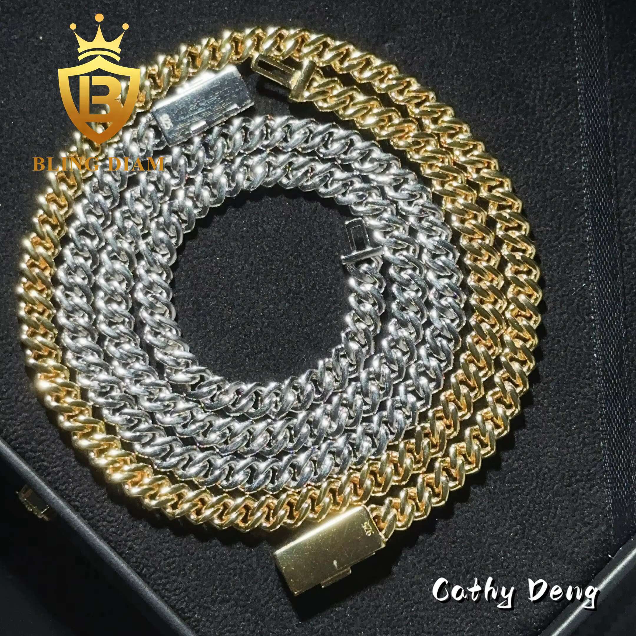 Ready Shipping Solid 925 Silver 8mm Moissanite Cuban Link Chain Hip Hop Jewelry Ice Out Cuban Chain Pass Diamond Tester