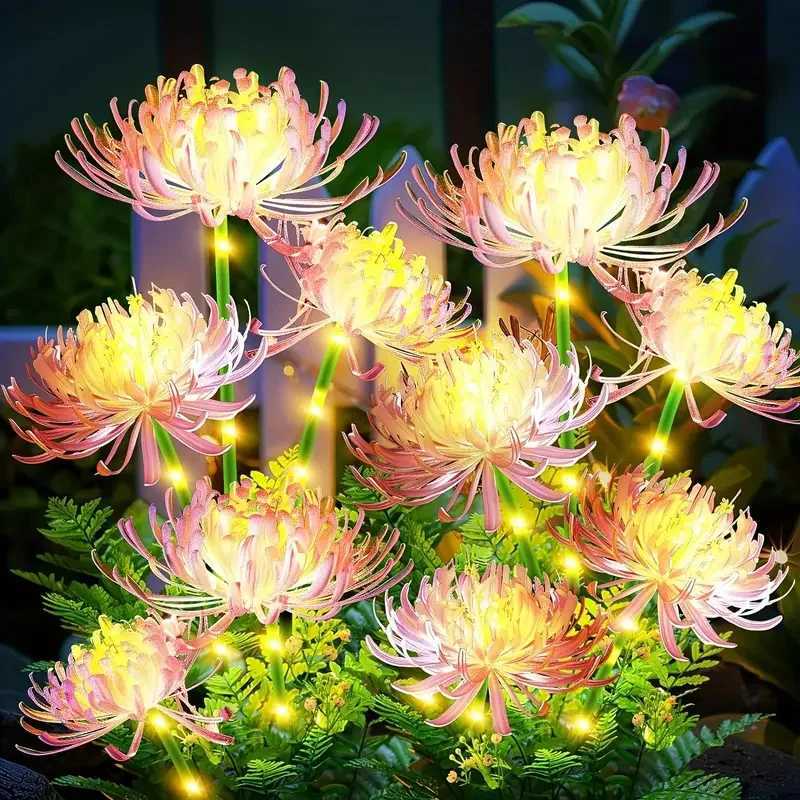 Outdoor LED Solar Landscape Lamp Red Spider Lily Waterproof Garden Lights for Garden Pathway Yard Lawn Backyard Decor W250607
