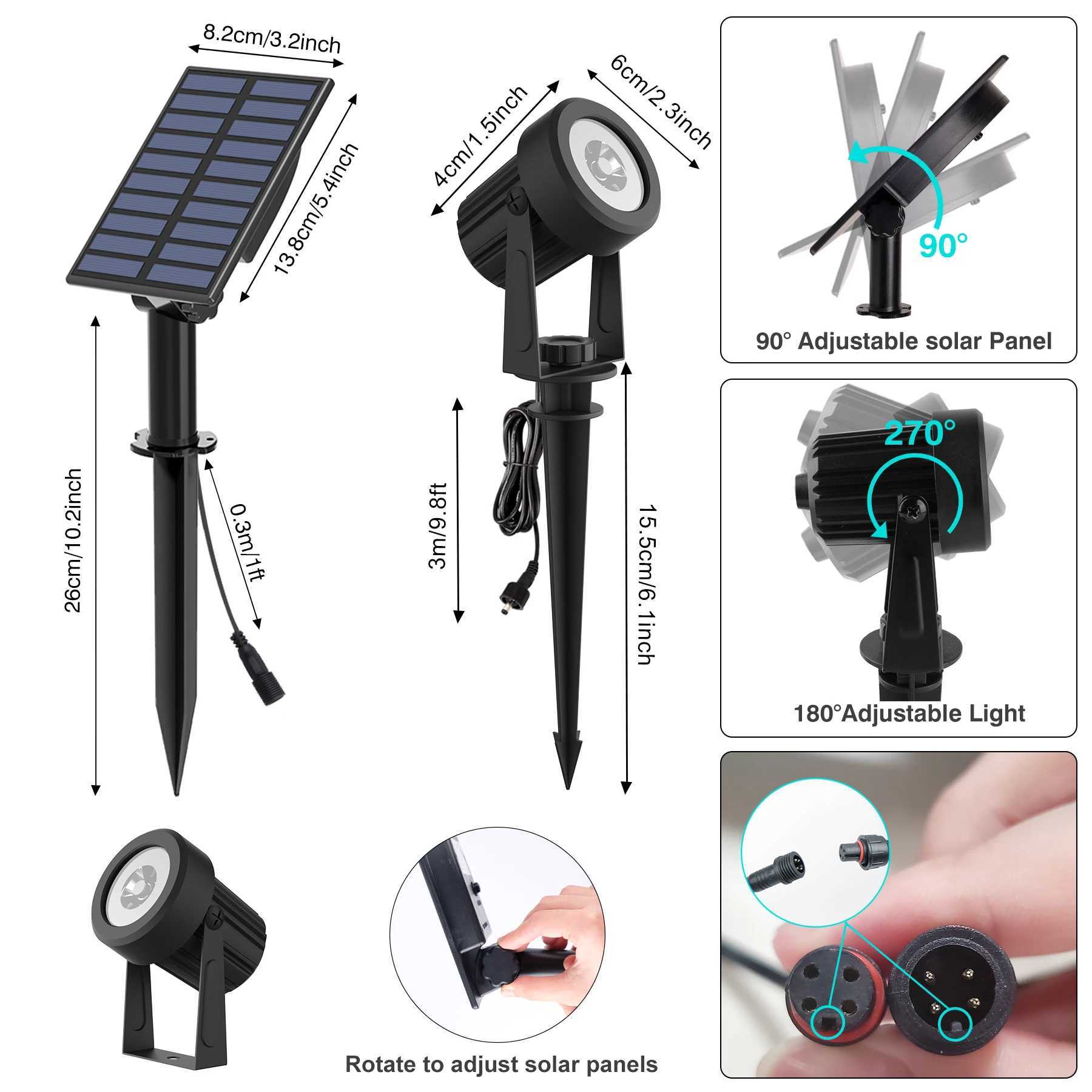 1/2/4 Lights RGB Solar LED Light Outdoor Solar Spotlight Solar Garden Light Outdoor IP65 Lawn Lamp Festival Decorative Lights W250607