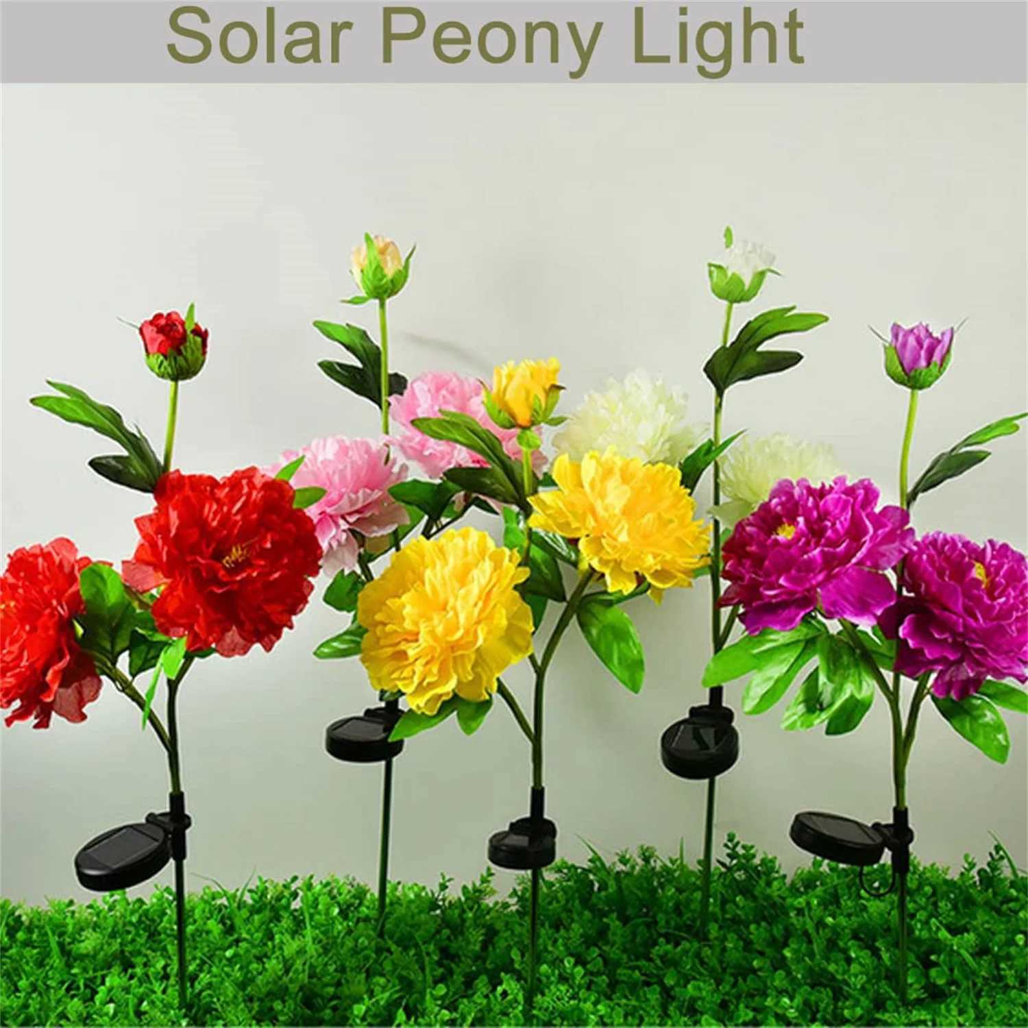 Peony Flower Solar Lights LED Decoration Landscape Lamp Waterproof Outdoor for Yard Garden Porch Lawn Backyard Decor Solar Lamp XJ250606