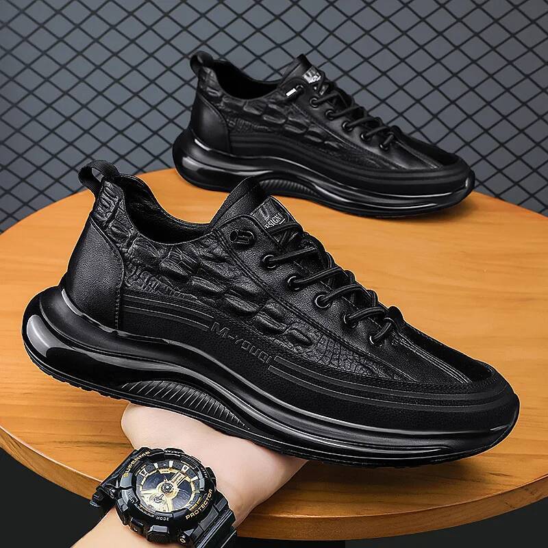 Ddmyoutdoor Retro Genuine Leather Sneakers Alligator Pattern Casual Men S Platform Shoes Outdoor Shoes