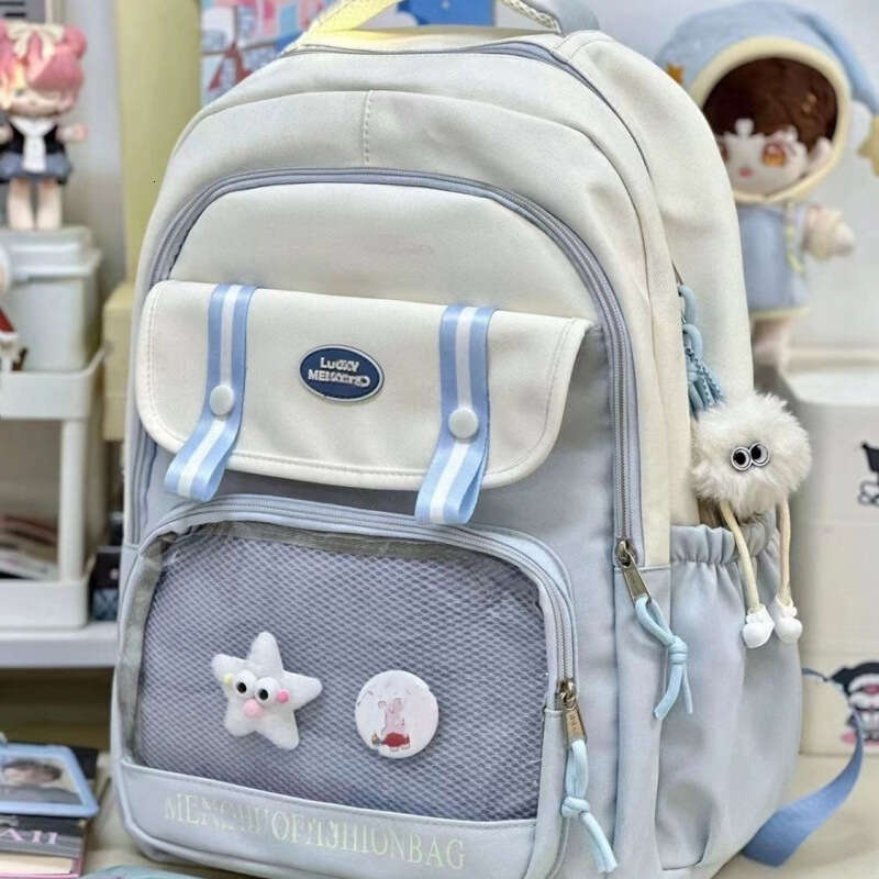 Ins Style Badge Pain Casual Versatile Bag for Female High and Middle School Students Travel Backpack