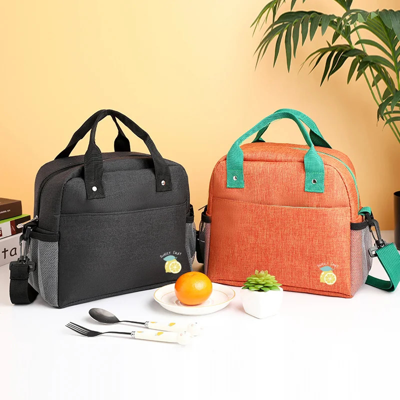 Waterproof Oxford Cloth Thermal Lunch Bag Bento Box Bags with Strap Aluminum Foil Cooler Bags Portable Thicken Food Bag 250606