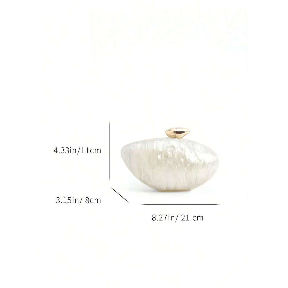Acrylic egg shape clutch bag women designer evening party cute Pearl shell purse ivory hot pink gold handbag