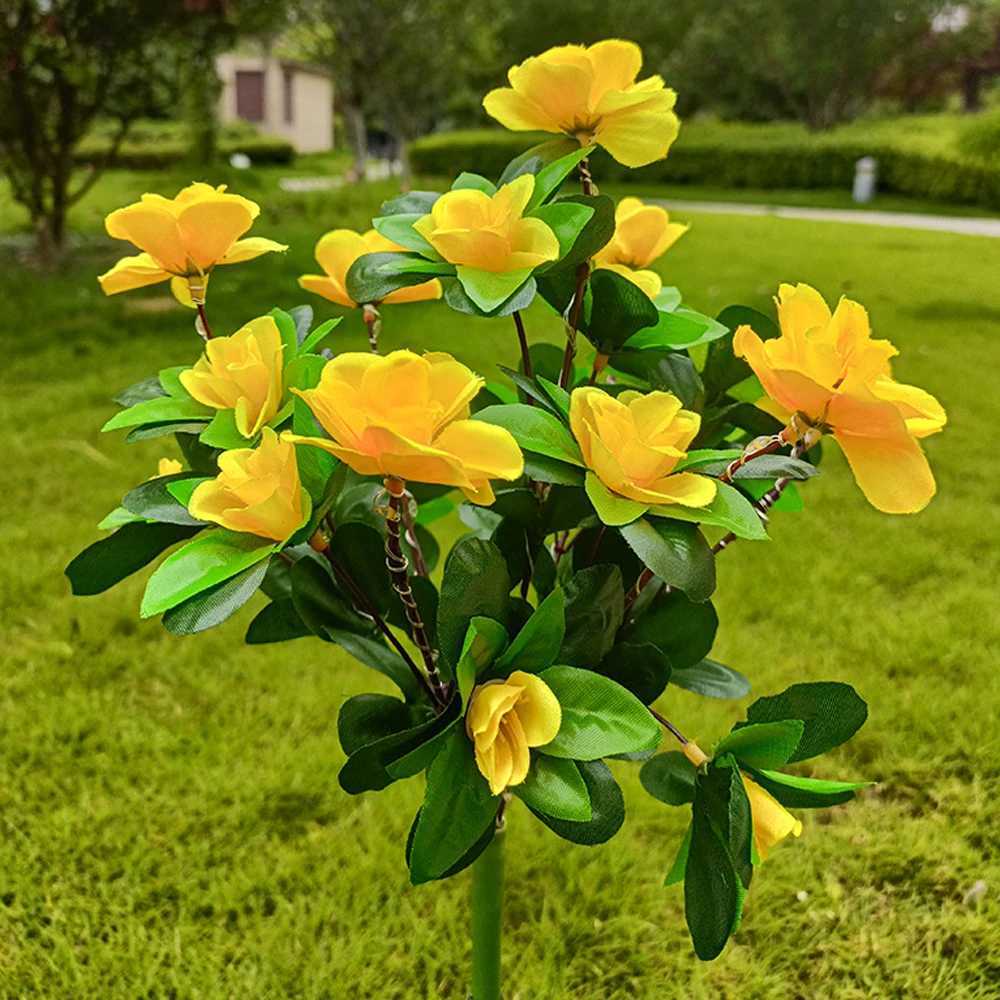 Solar Light LED Azalea Solar Flowers Lamp Outdoor Decorative for Garden Yard Lawn Path Lighting Holiday Wedding Decor XJ250606