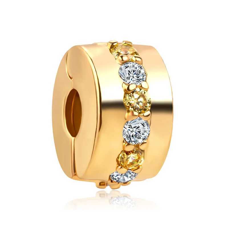 New European 925 Sterling Silver Plated Gold Color Safety DIY Bead Fit Original Charms Bracelet For Women Jewelry Accessories XJ250607