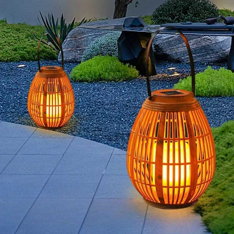 Outdoor Bamboo Solar Lights Portable Tree Hanging Lamp Solar Powered Landscaping Balcony Atmosphere Garden Solar Lamps W250607