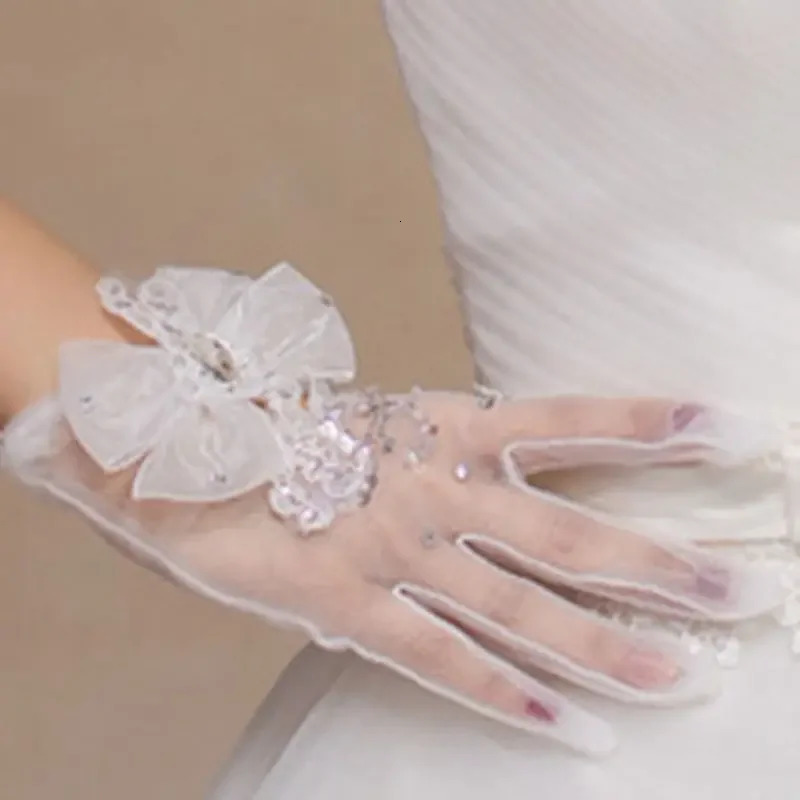 Arrival Ivory Bridal gloves Ginger with Crystals Wedding gloves Wrist Length 250603