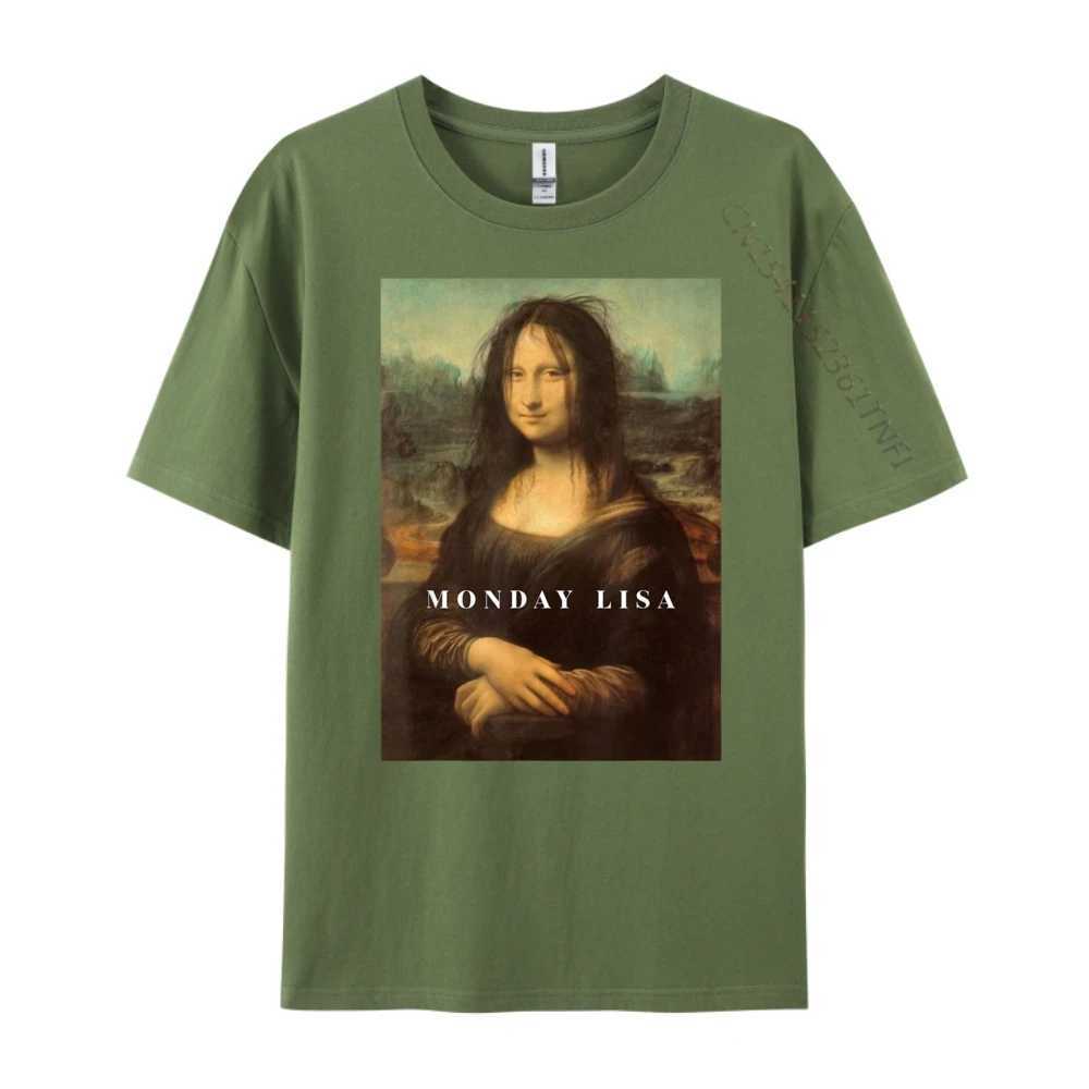 Funny Mona Funny Monday Lisa Art Graphic Shirts Men Streetwear Gothic Style W250607