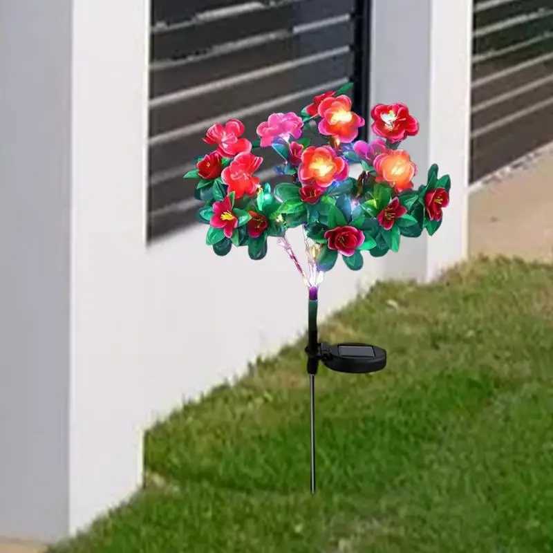 Garden LED Solar Azalea Flowers Garden Lamp Home Decorative Light Landscape Lamp Yard Lawn Path Holiday Wedding Lights W250607