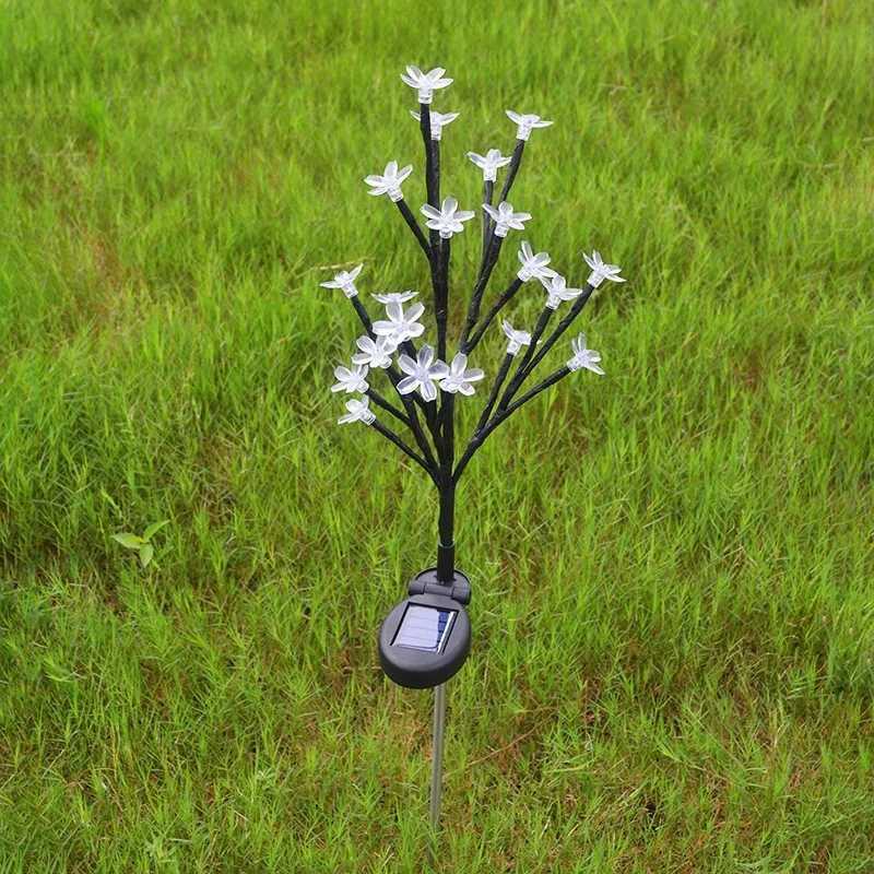 Solar Cherry Blossom Lights Garden Lights 20LED Outdoor Lawn Lights Patio Decoration Garden Aisle Ambient Landscape Light 1001 W250607