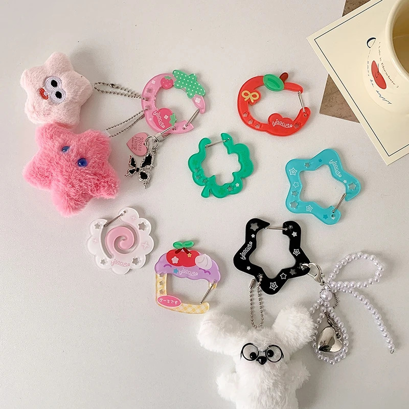 Kawaii Acrylic Keychain Cute Cartoon Carabiner Clip Charms Handbag Hanging Ornament Backpack Pendant Decoration Accessories 250606