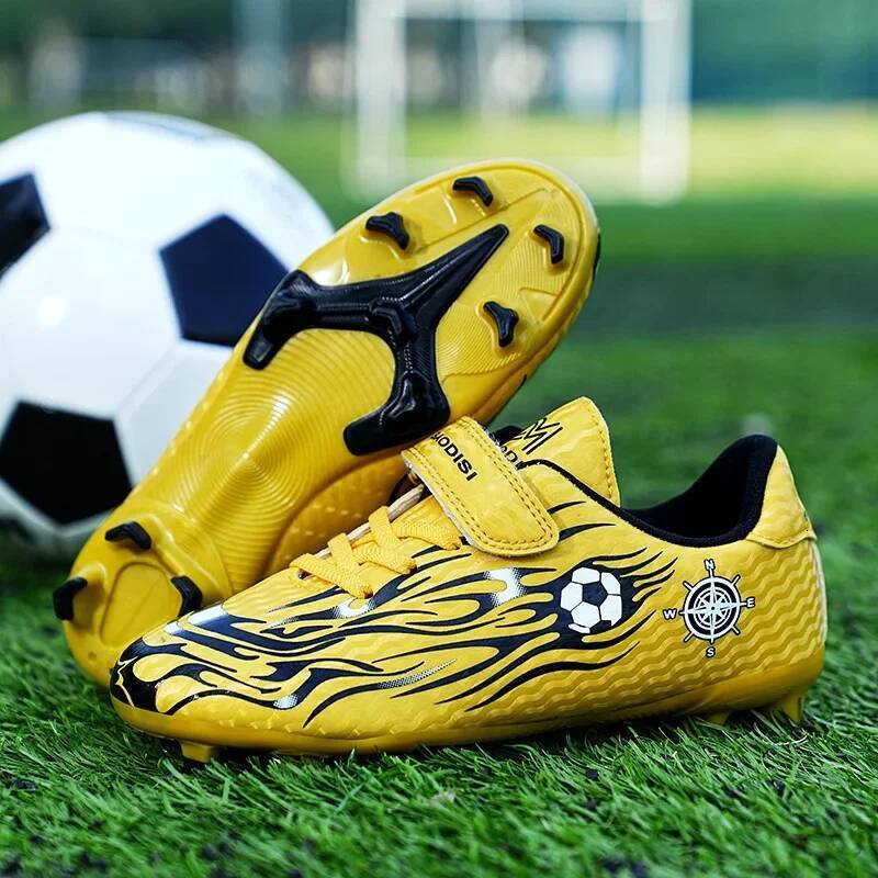 Ddmyoutdoor Outdoor Golden Children S Training AG TF Soccer Cleats Kids Boys Quality Football Boots For Futsal Shoes Outdoor Shoes