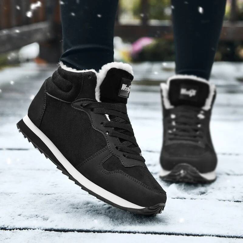 ddmyoutdoor Winter Snow Men Plush Warm Women Boots Suede Leather Ankle Boot Comfortable Light Couple Waterproof Sneakers Big Size Outdoor Shoes Outdoo