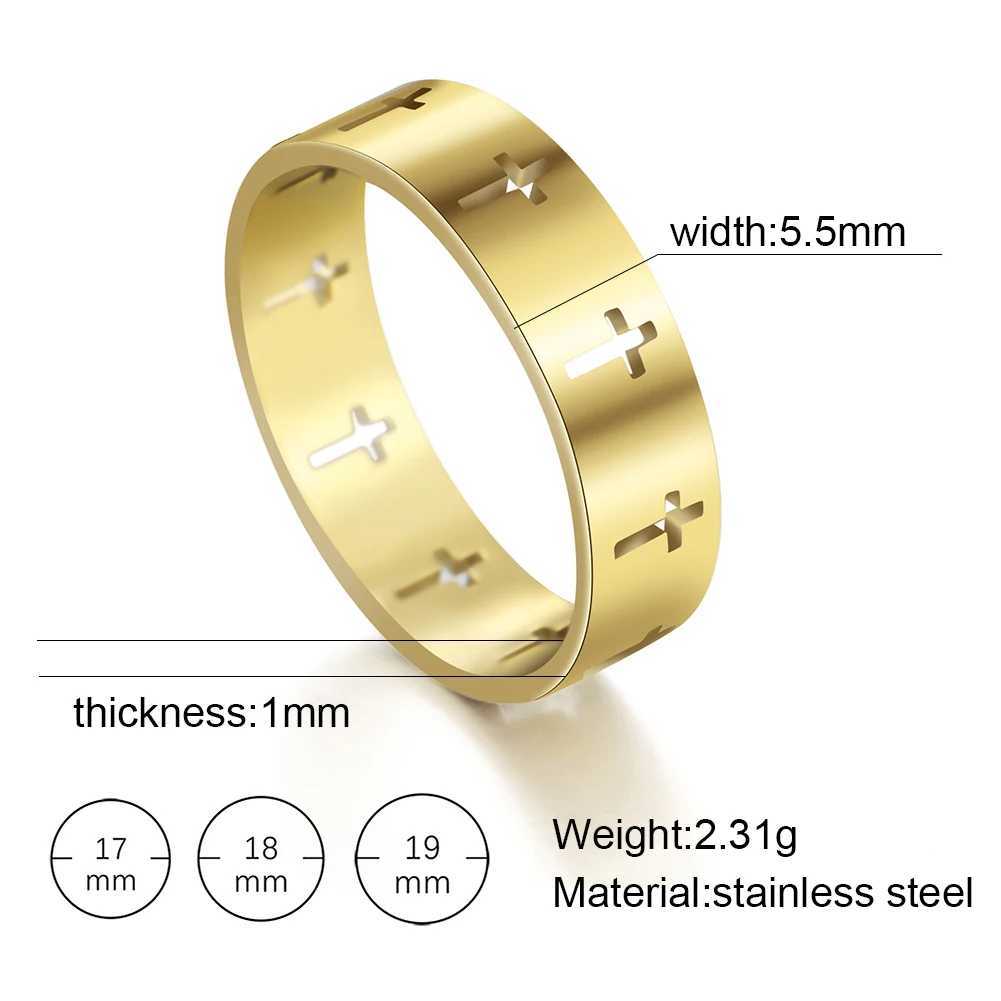 COOLTIME Gothic Cross Couple Rings Stainless Steel Silver Color Jesus Cross Finger Ring for Men Women Punk Jewelry Wedding Gift W250606