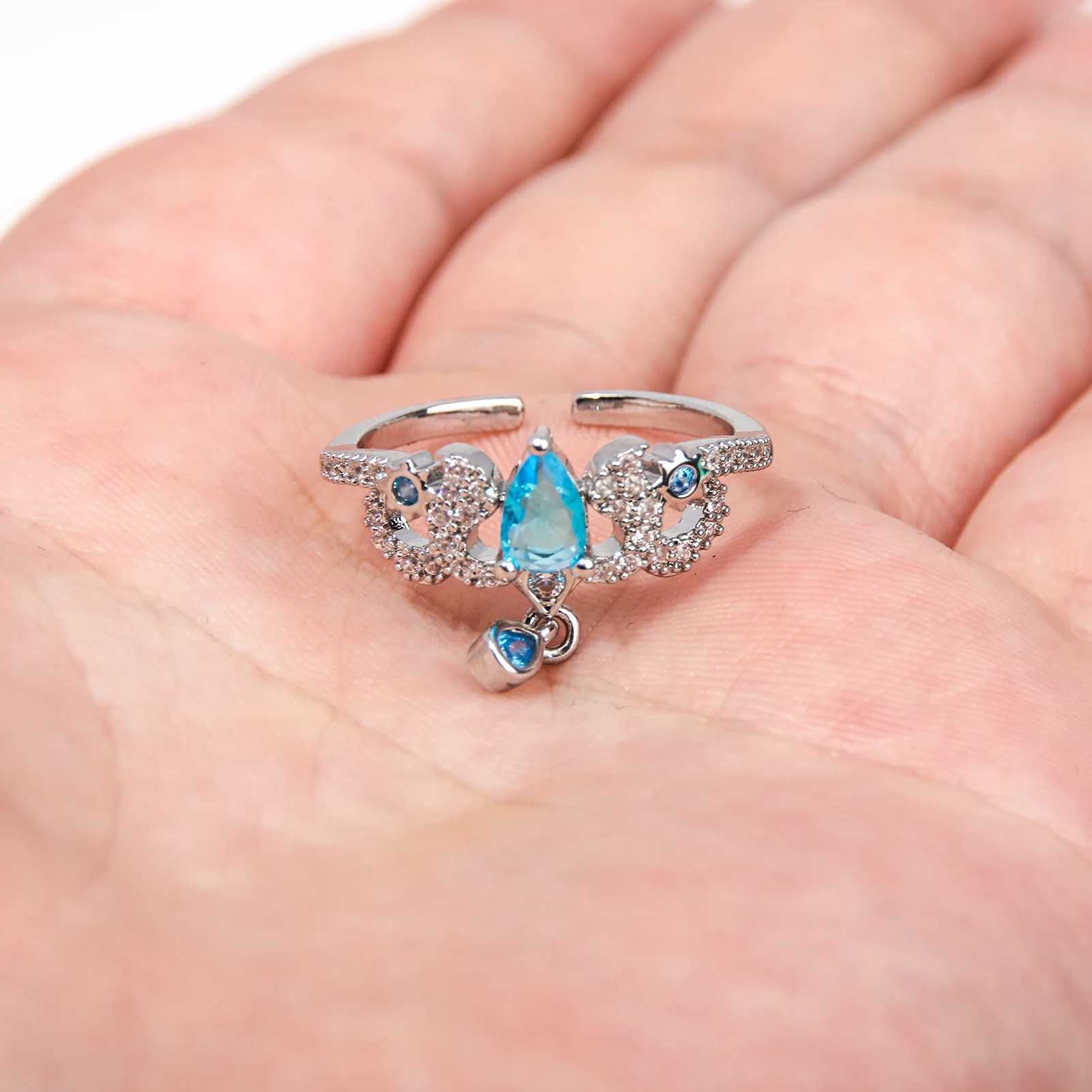 Game Genshin Impact Ring Blue Gem Adjustable Fukaros Rings Cosplay Props for Women Men Jewelry Accessories Gifts W250606