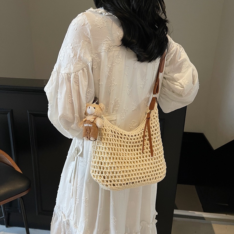designer Cross-border Lazy Tote Bag Summer 2025 New Niche High-end Woven Bag Beach Handbag Shoulder Bag for Wo