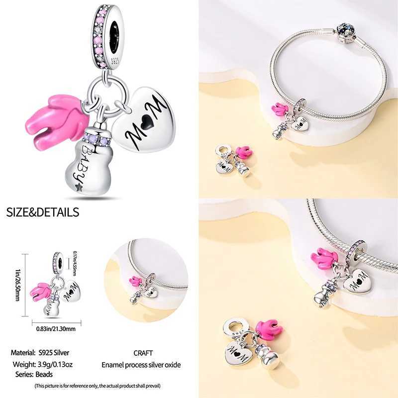 925 Sterling Silver Baby Bottles Shoes Family Charms Beads Fit 4MM Hole Diameter Bracelet DIY Mothers Day Jewelry Gift XJ250607