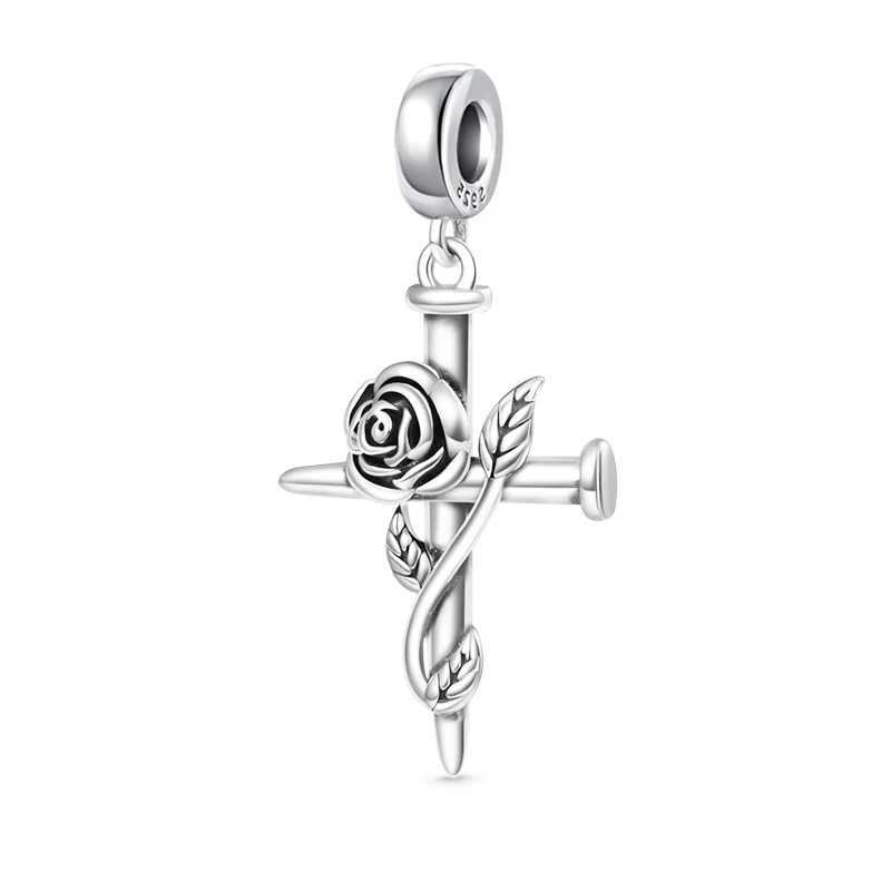 New 925 Sterling Silver plated Christ cross Buddha Charms DIY Dangle Bead Fit Original Pendant Bracelet Fashion JewelryXJ250607