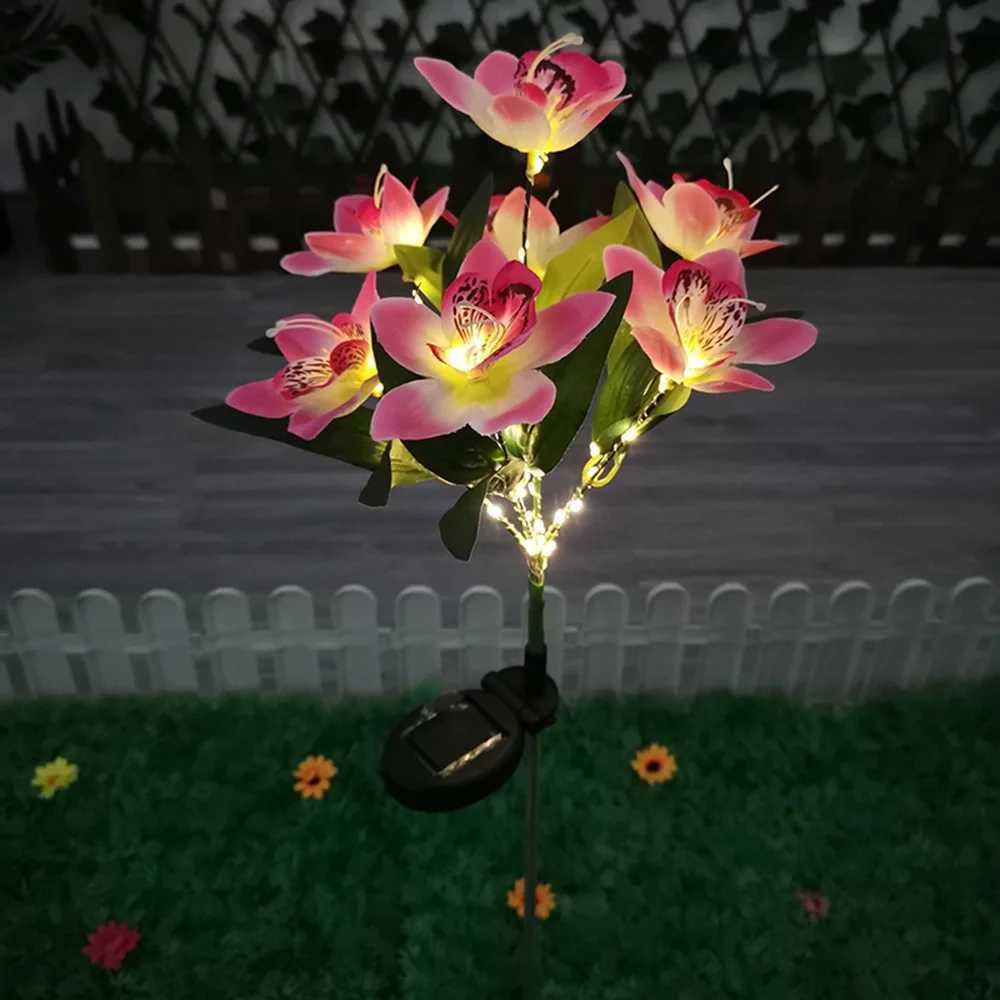 Solar Light LED Orchid Lawn Lamp Outdoor IP65 Waterproof Garden Villa Aisle Corridor Christmas Decoration Fluorescent Lamp W250607