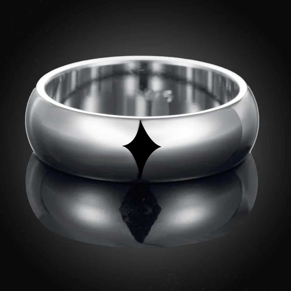 High Quality 925 Sterling Silver Rings Fashion Simple Round Circle Rings For Women Party Jewelry Size 5 6 7 8 9 10 XJ250606