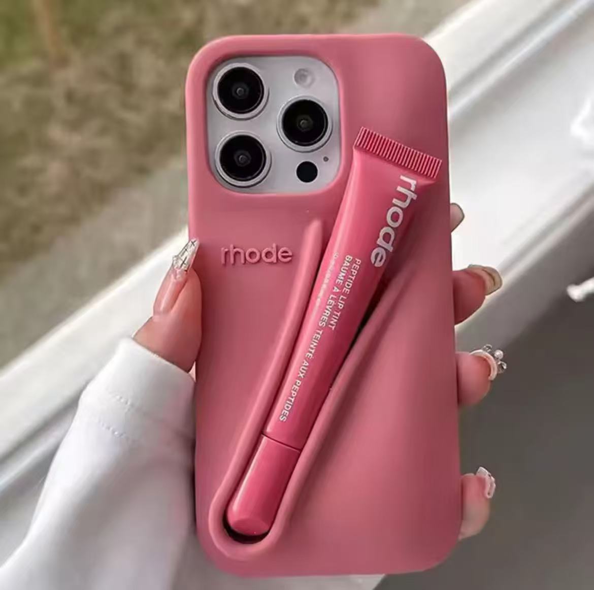 Rhode INS Hot Color Lipstick Silicone DIY Phone Case For iPhone 16 15 14 13 12 11 Pro Max Plus With Box Lip Gloss Holder Cover