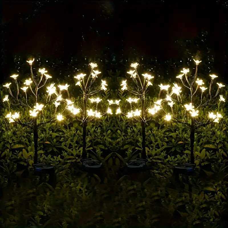 Solar Cherry Blossom Lights Garden Lights 20LED Outdoor Lawn Lights Patio Decoration Garden Aisle Ambient Landscape Light 1001 W250607
