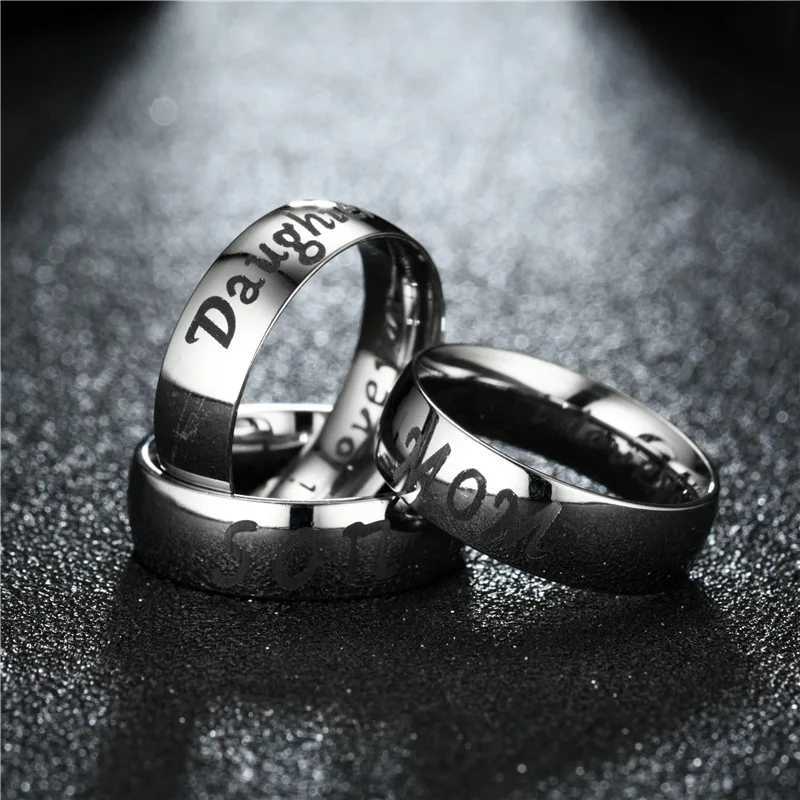 Hot Selling Trendy Stainless Steel Warm Couple Family Rings For LOVE MOM SON DAUGHTER Jewelry Accessories Wholesale Size 6-13 W250606