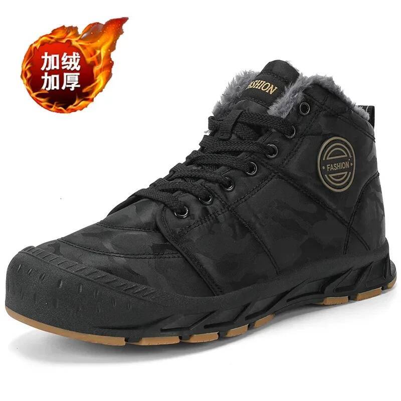 Ddmyoutdoor Men S High Top Snow Winter Warm Large Size Shoes Outdoor Slip Plush Lace Up Anti Proof Cotton Boots Outdoor Shoes
