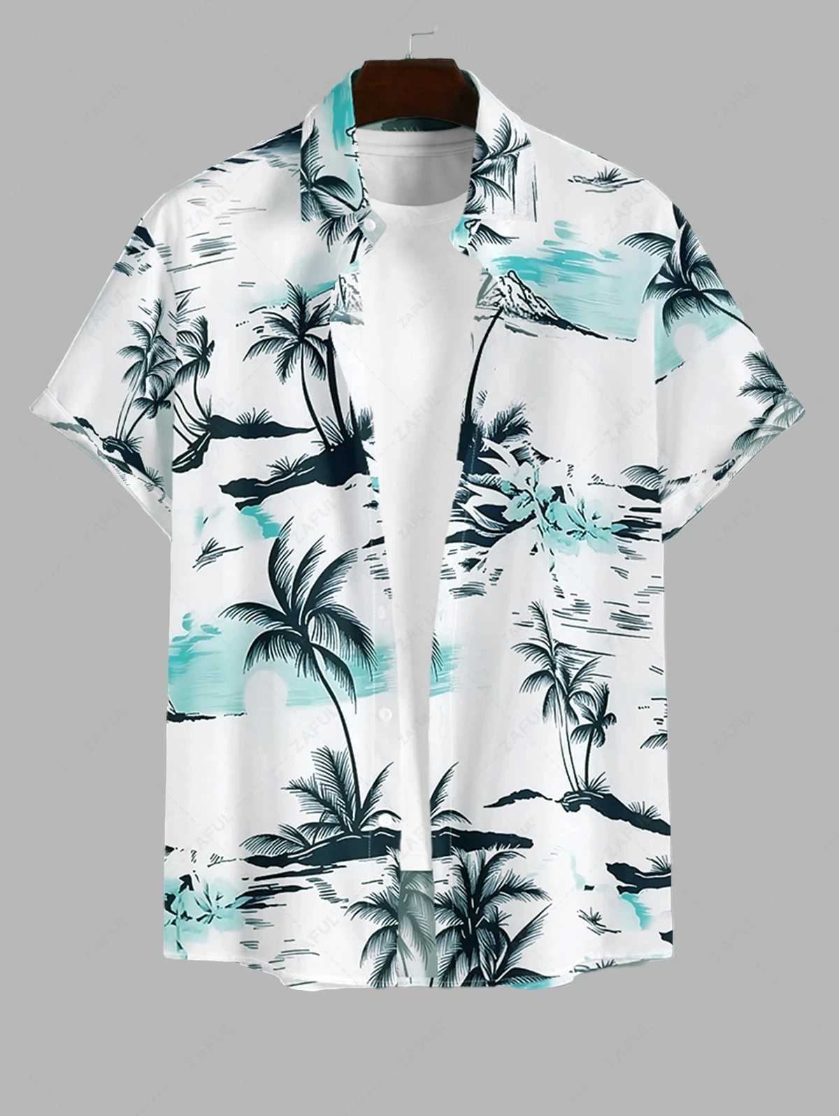 Hawaiian style shirt for men loose short sleeve tops 3D print tropical plant print beach vacation and weekend adventure shirt W250607