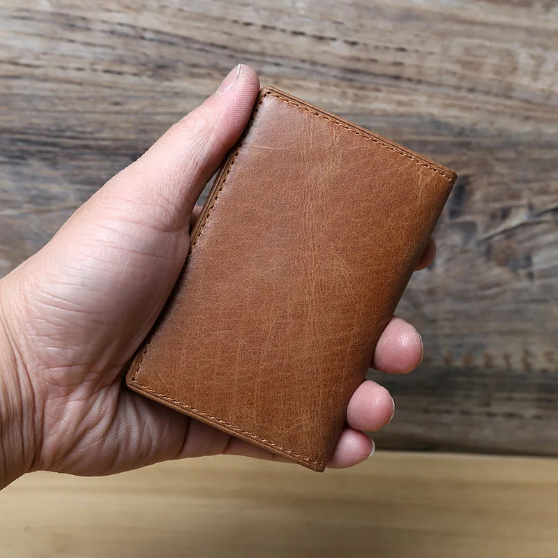 Real Leather Card Holder Purse Mens VIP Credit Cards Wallet Slim Business Nametag ID Cards Keys Earphone Storage Small Bags 250605