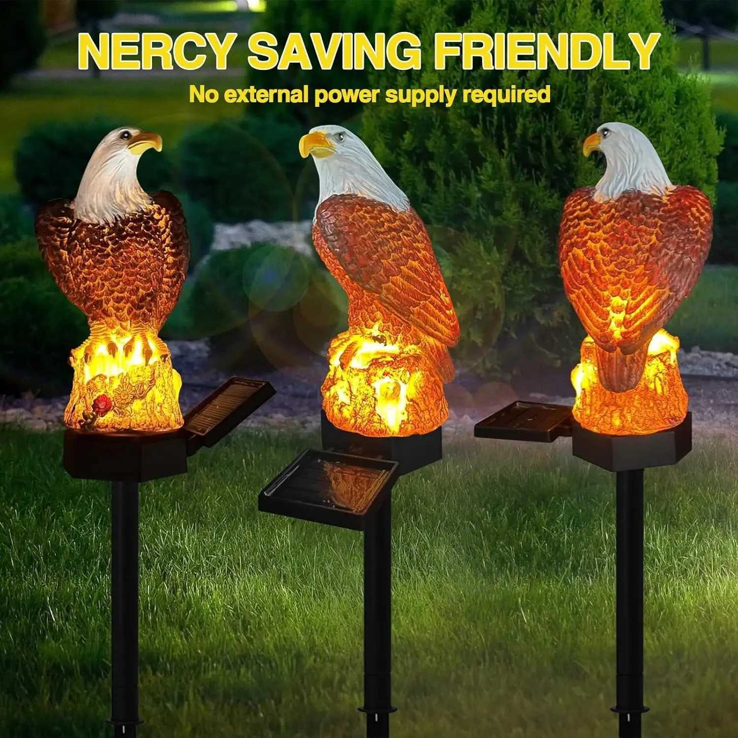 LED Solar Light IP44 Rainproof Resin Owl Lamp Animal Yard Lawn Garden Decoration Landscape Lighting Outdoor Ground Plug Lights XJ250606