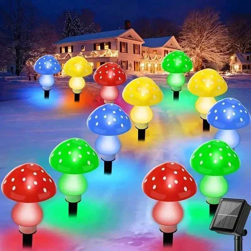 LED Aaric String Lights 8 Heads Mushroom Lamp Decor Camping Tent Flower Bed Garden Outdoor Yard Patio Pathway Landscaped LightingXJ250606