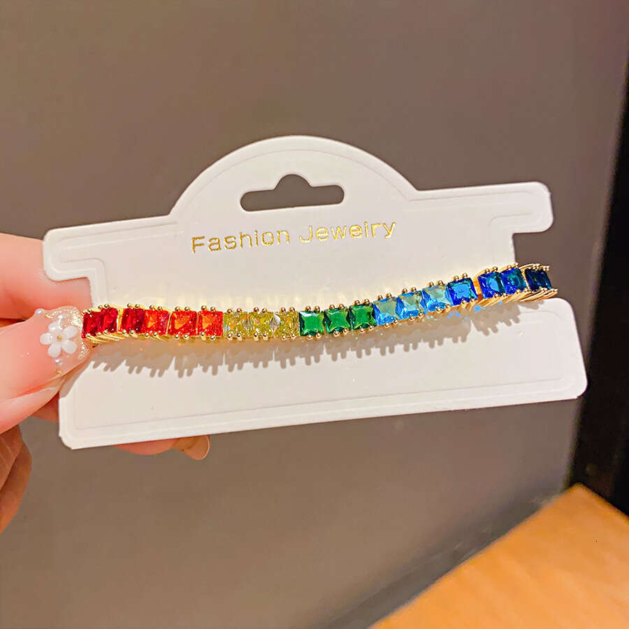 Real Gold Plated Zircon Flower Double Layer Color Light High-end Sense Bracelet Palace Style Fashion Jewelry