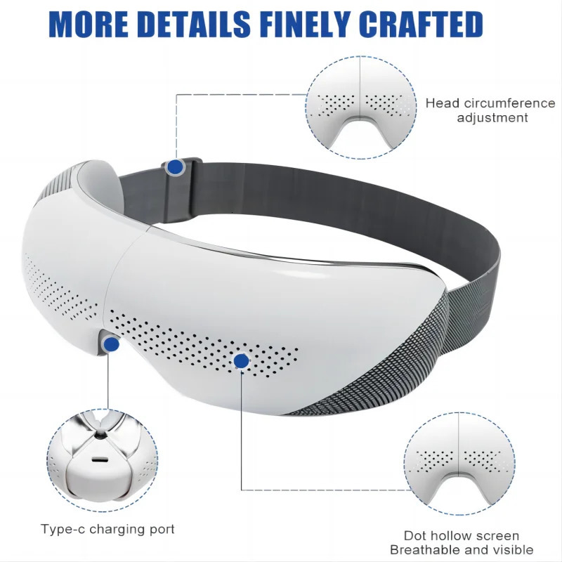 est Visible Eye Massager Eye Care Device Smart Airbag Compression Eye Massage Glasses with Bluetooth Music for Improve Sleep 250603