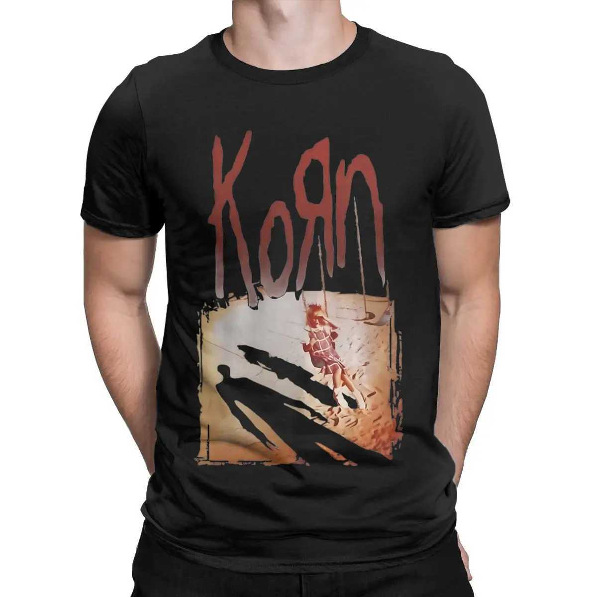 Korn Mens T Shirt Rock Band Vintage Tees Short Sleeve O Neck T-Shirts Cotton 4XL 5XL Clothing W250607