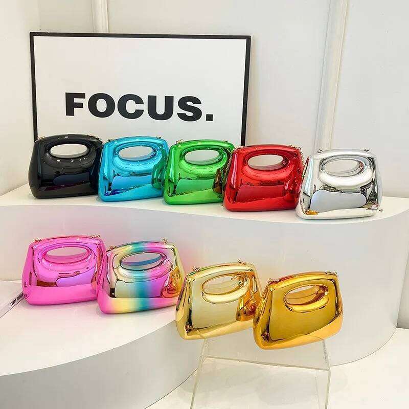 Golden Acrylic Women Hobo Bags Designer Clear Beach Handbags Dinner Party Wedding Round Top Handle Evening Clutch Purse