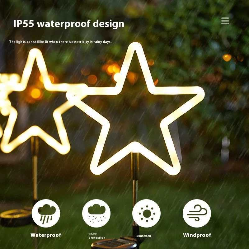 LED Solar Garden Courtyard Floor Insert Lawn Colored Lights Waterproof Star Cactus-shaped LED Neon Floor Insert Lights W250607