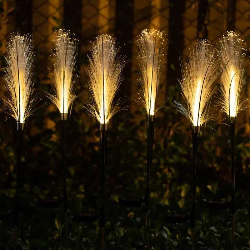 Solar Reed Lights Outdoor Garden Waterproof Fiber Light Garden Lamp Simulation Landscape Lamps for Home Patio Decoration W250607