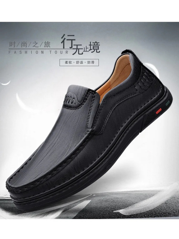 summer simple breathable cowhide mens Doudou shoes cross-border large size classic lazy casual shoes men 250605